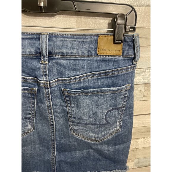 Women’s American eagle high-rise mini skirt medium wash distressed size 4 - Picture 8 of 10
